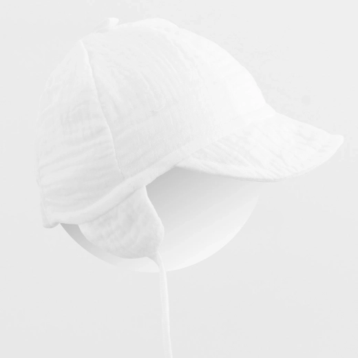 Summer muslin cap with visor New Baby, white (56/62)