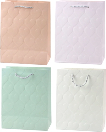 Elegant gift bag with embossed hearts 23 x 18 x 10.5 cm