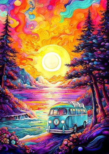 Enjoy Life in a Van on the Beach Puzzle 1000 Pieces