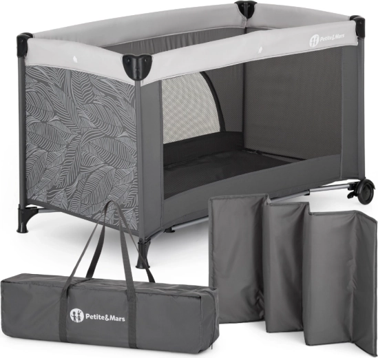 Пътническо легло Petite&Mars Nyja urban jungle charcoal