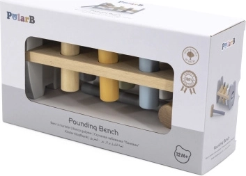 Viga PolarB Дървена играчка с колчета и чукче Montessori