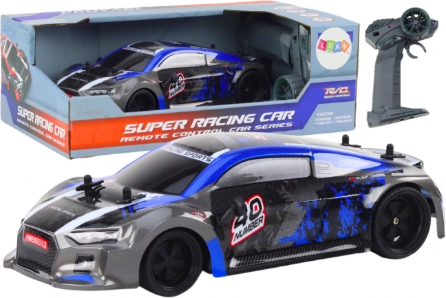 RC car 1:18 with rubber drift wheels, blue