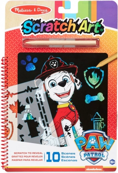 Melissa & Doug PAW PATROL изкуство чрез изстъргване – Маршал, креативен блок