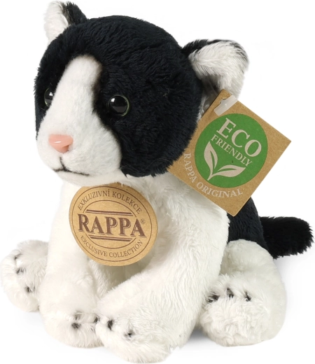 Plush cat black-and-white sitting 14 cm eco friendly