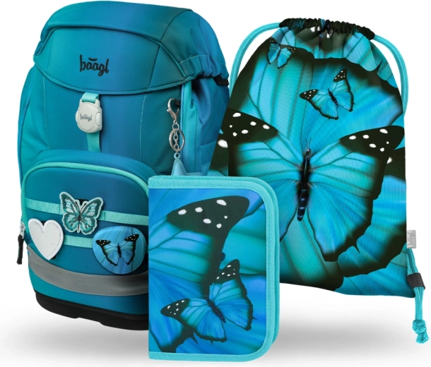 Baagl училищен комплект 3 части Airy Plus Butterfly – раница, несесер и торбичка