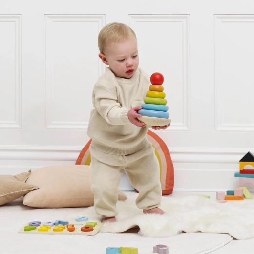 Stacking, sorting, and developing motor skills