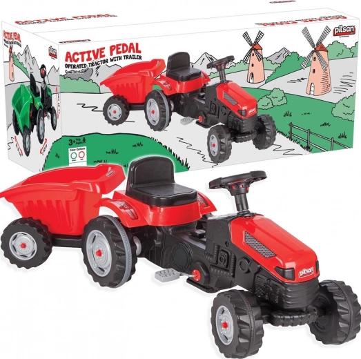 Pilsan pedal tractor with trailer – red