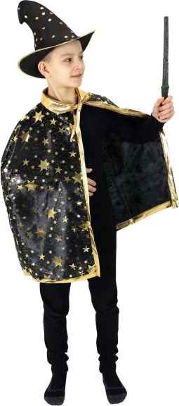 Rappa children's magic wizard cloak with stars 75 cm - 1 piece