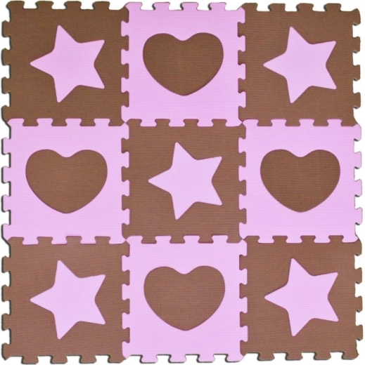 Foam puzzle stars and hearts pink