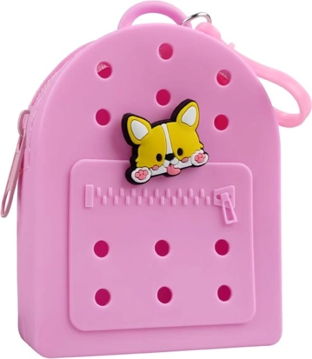 Gifty pink silicone wallet with decorative pin