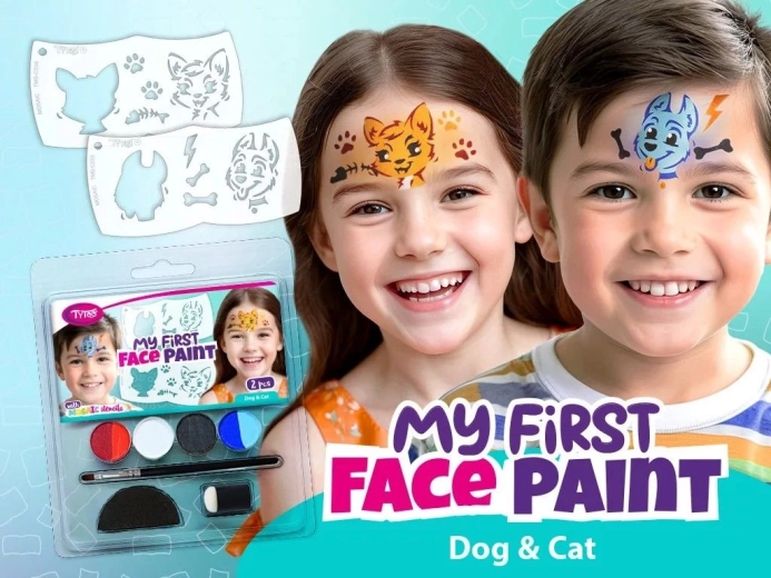 My First FacePaint face painting – dog and cat