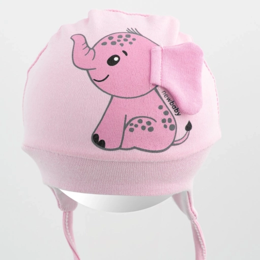 Cotton baby bonnet New Baby Happy Elephant pink