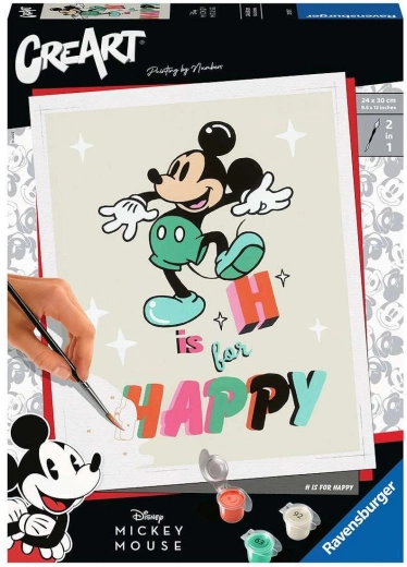 Рисуване по номера RAVENSBURGER CreArt – MICKEY MOUSE: H is for Happy, 13 × 18 см