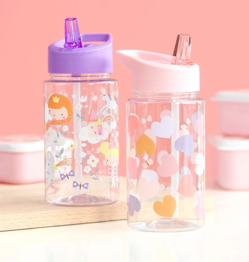 Transparent bottle with a cute hearts motif