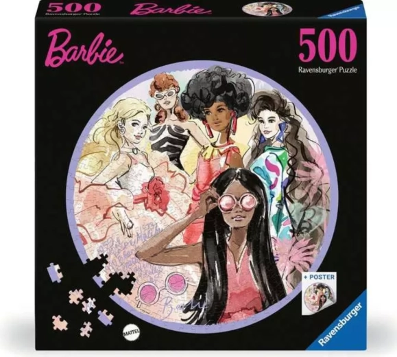 Кръгъл пъзел Ravensburger Barbie: модни икони 500 части