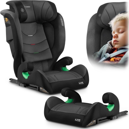 Детско столче за кола Nukido Louis Soft черно-сиво 100–150 cm i-Size ISOFIX