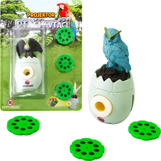Egg-shaped bird projector with 3 interchangeable discs