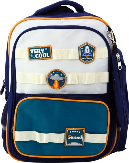 School backpack with space patches and case 16L