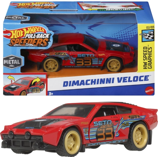 Hot Wheels Pull-Back Speeders Dimachinni Veloce кола 1:43