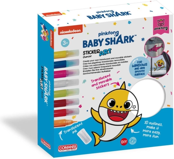 Baby Shark creative kit for window stickers and coloring with paints