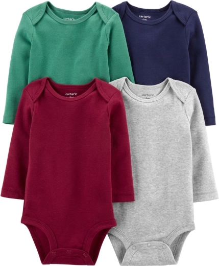 Carter's boys' baby long-sleeve bodysuits, multicolor, 4 pcs, size 56 (NB)