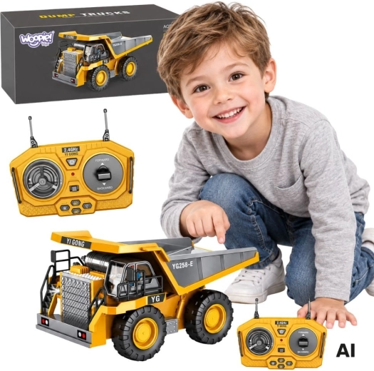 WOOPIE remote-controlled construction dump truck with lights and sounds