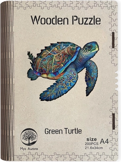 Дървен пъзел Green Turtle A4