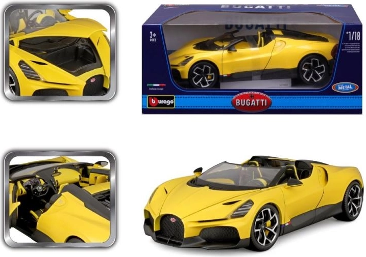 Metal car model 1:18 BBURAGO Bugatti Mistral yellow