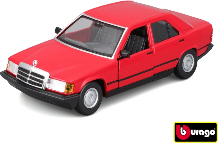 Metal Model Car Bburago 1:24 Plus 1987 Mercedes-Benz 190E Red