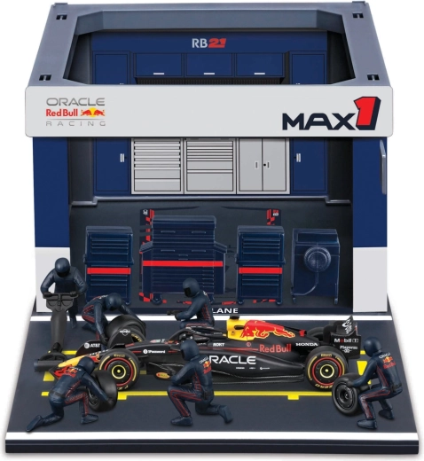 Bburago Pit Pass сет Formula Racing F1 – Oracle Red Bull Racing RB21 2025 #1 Max Verstappen 1:43