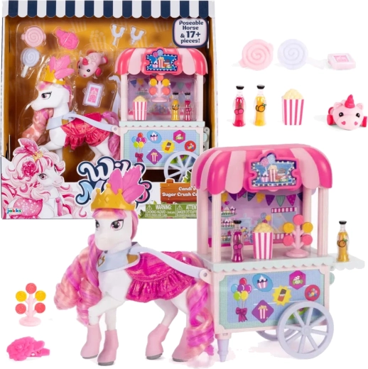 Wild Manes Candi unicorn with candy cart and accessories, 22 pcs