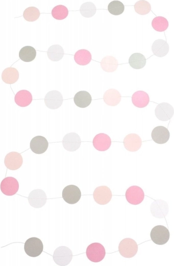 JaBaDaBaDo paper garland with pink polka dots
