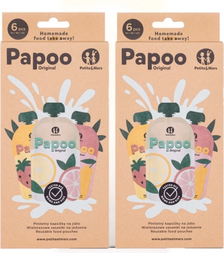 Petite&Mars refillable food pouches Papoo Original 1+1 free (12 pcs)