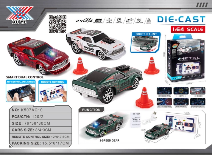 Drift RC car 1:64 Speedy with accessories - 1 piece