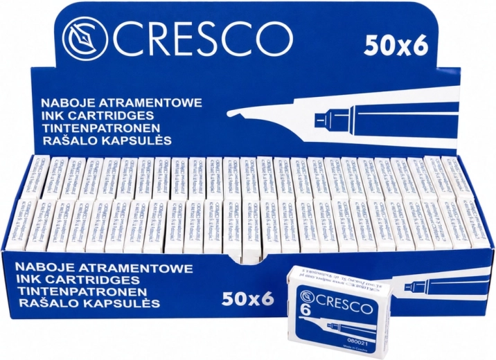 Пълнители за писалка Cresco Sadpex, сини, 6 бр.