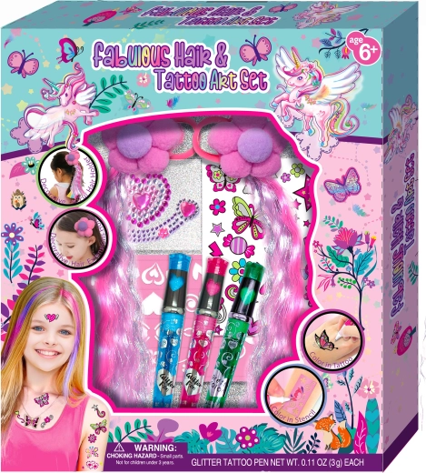 Creative Set for Hair Styling and Temporary Tattoos