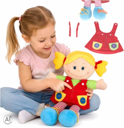 Educational rag doll for children to practice dressing