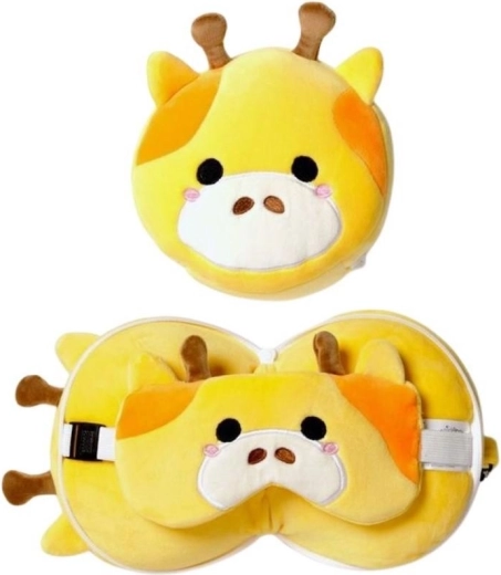 Travel neck pillow with eye mask Relaxeazzz Giraffe