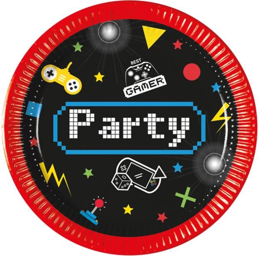 Хартиени чинии Gamer 20 см, 8 бр.