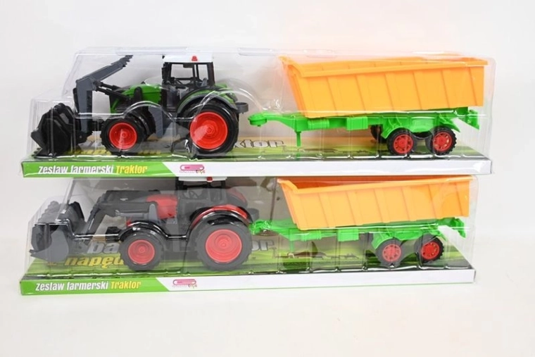 Children's tractor with front loader and trailer