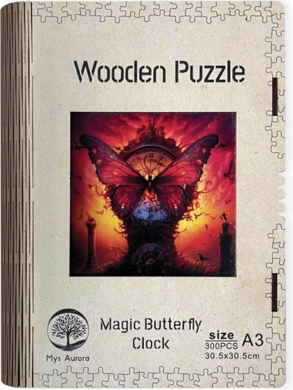 Wooden Puzzle Magical Butterfly Clock Image