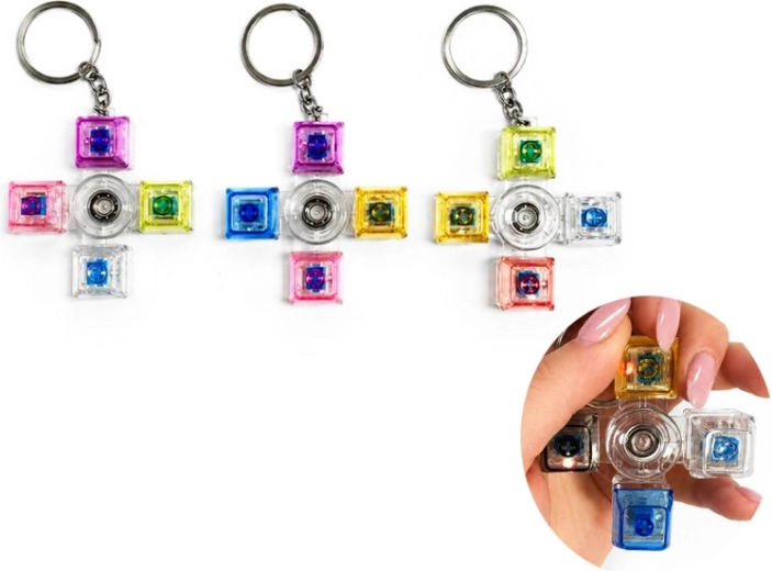 Sensory clicker keychain with spinner and light - 1 piece