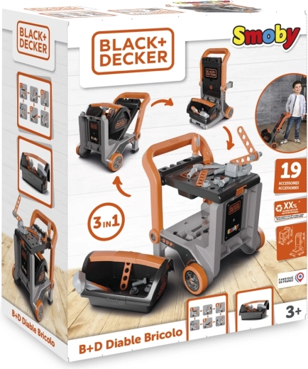 Black+Decker детска работилнична количка 3в1 с кутия за инструменти