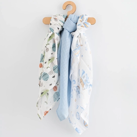 Cotton diapers with print for boys 70 × 80 cm, 3 pcs