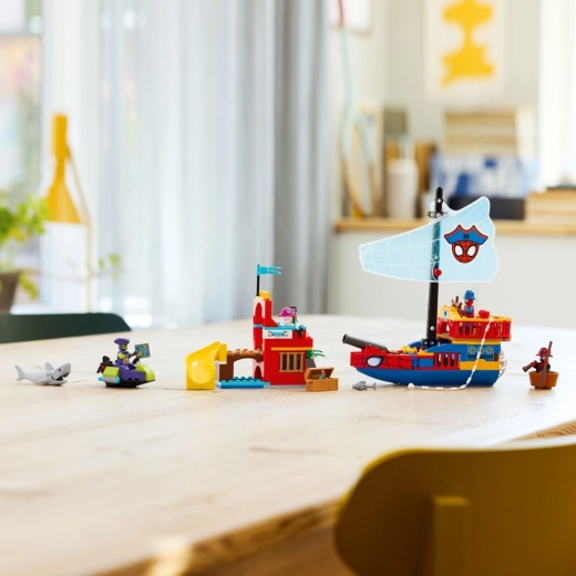 Action-packed pirate ship with cannon and web