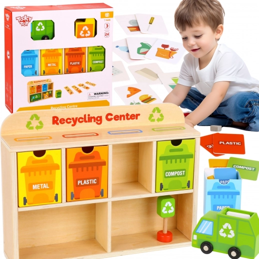 Tooky Toy Дървен образователен център за рециклиране – сортер