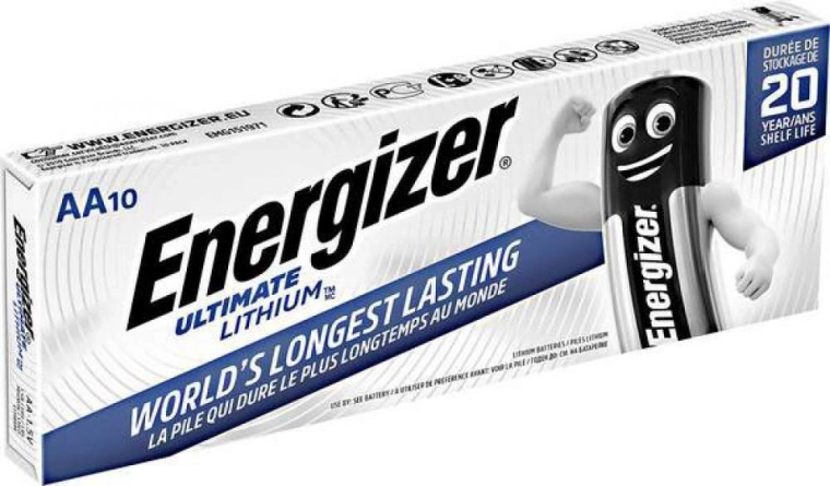 Energizer Ultimate Lithium AA цилиндрични батерии, 10 бр.