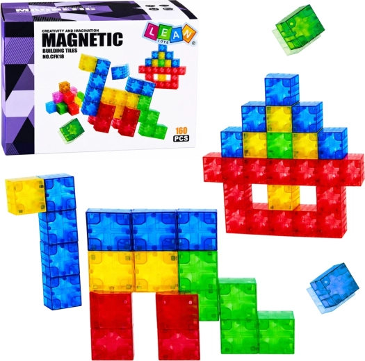 Магнитни строителни кубчета – цветни магнитни кубчета 3D (160 части)
