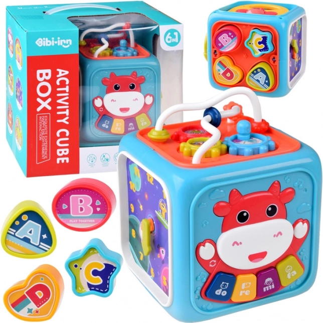 Interactive Educational 6‑in‑1 Cube with Piano, Maze, and Shape Sorter