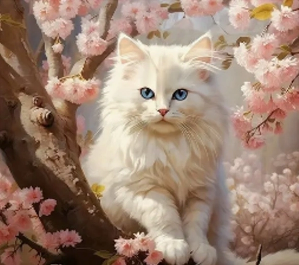 Диамантена мозайка – котка в цветя